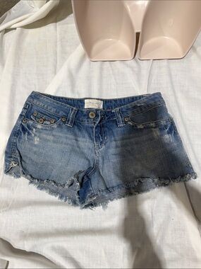 Y2K Aeropostale Blue Denim Frayed Hem Women's Shorts